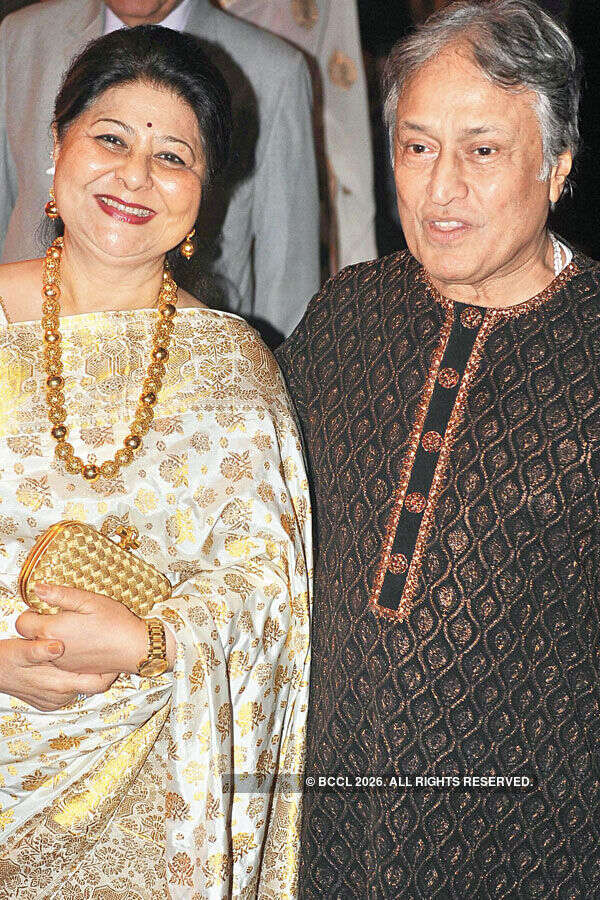 Amjad Ali Khan and wife Subhalakshmi during the reception ceremony in