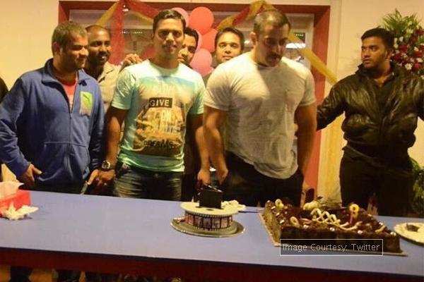 Bhai cuts a cake with his fans