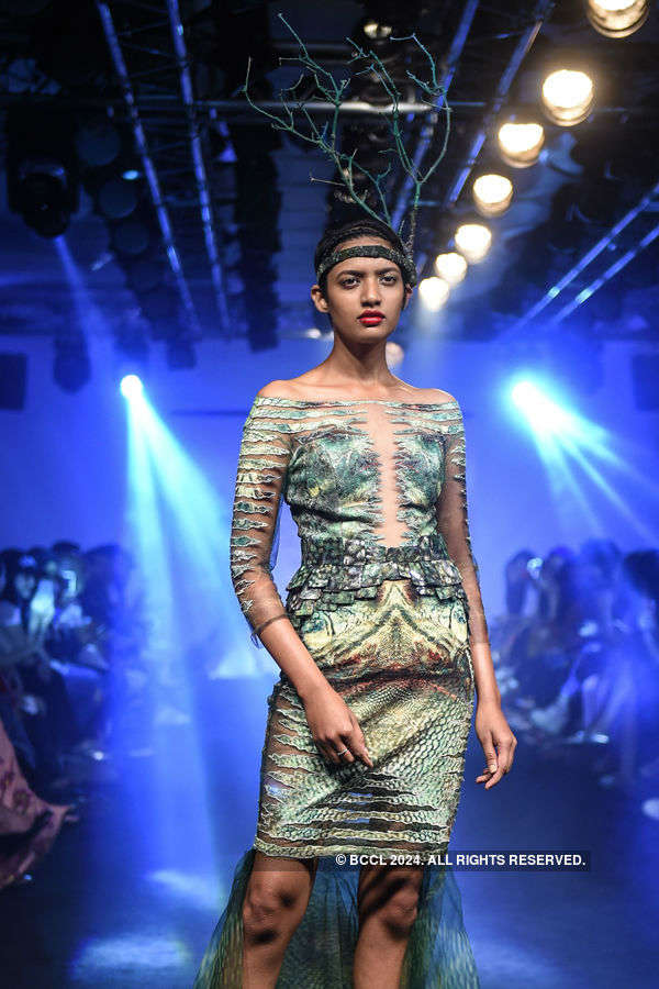 A model walks the ramp for designer Asa Kazingmei on Day 5 of the Lakme ...