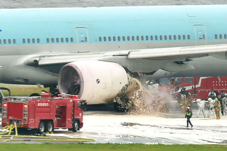 Korean air plane catches fire, 300 evacuated