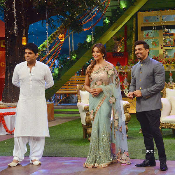 Kapil Sharma with Bipasha Basu and Karan Singh Grover on the sets