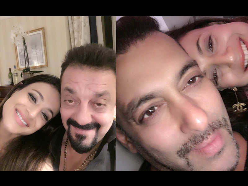 PICS: Ameesha clicks selfies with Salman Khan and Sanjay Dutt