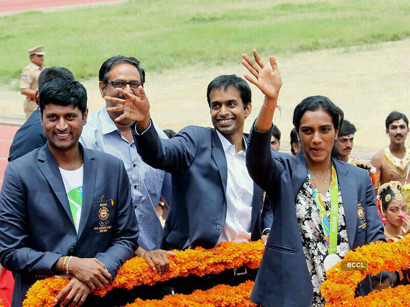 PV Sindhu receives grand welcome