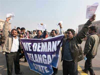 Protest on Telangana issue