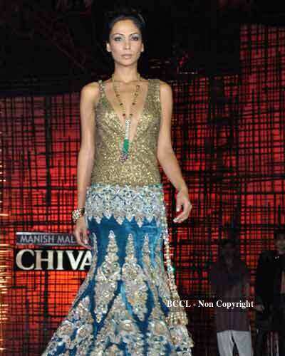 Model walks the runway to showcase creations by designer Manish ...