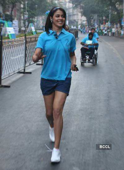 Genelia at Mumbai Marathon '10