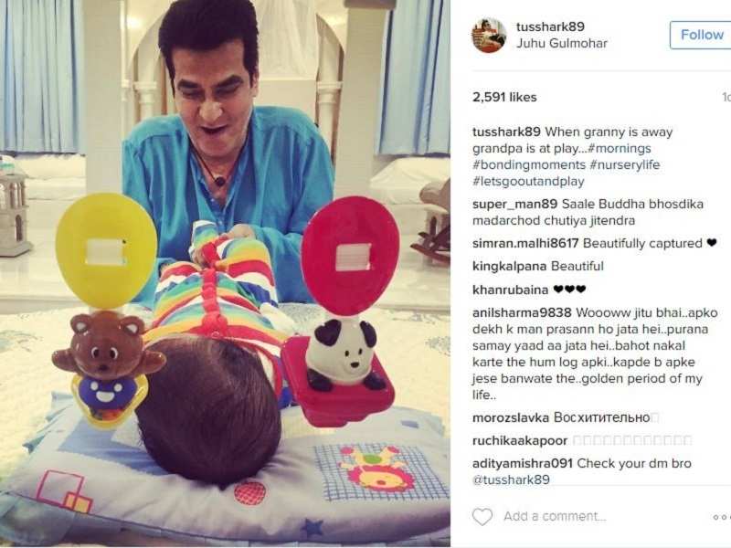 Tusshar shares an adorable pic of son Laksshya with his granddad Jeetendra