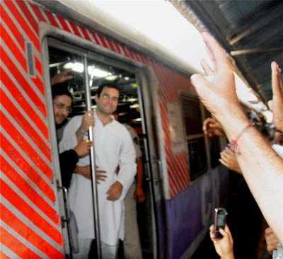 Rahul travels in local train