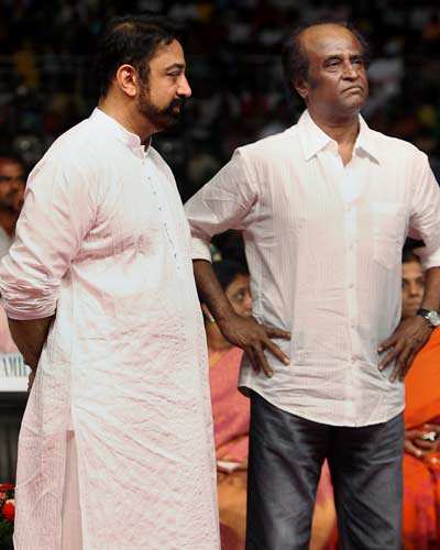 Rajinikant (R) and Kamal Haasan 