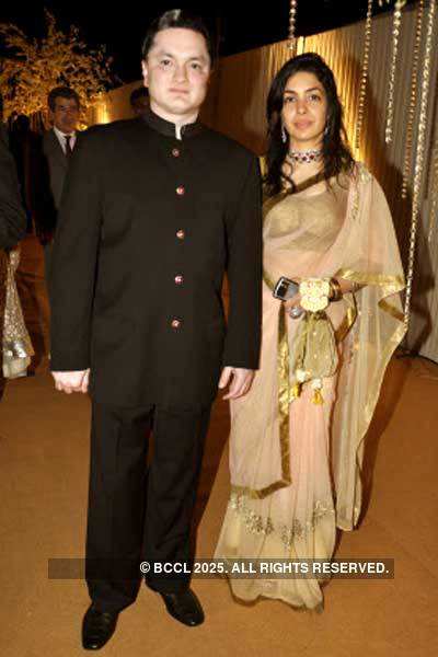 Gautam Singhania with wife Nawaz at Rounak Mehta and Aashika Poohamal's ...