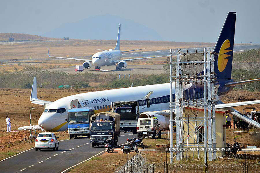 Jet Airways plane skids off Goa runway, 12 hurt