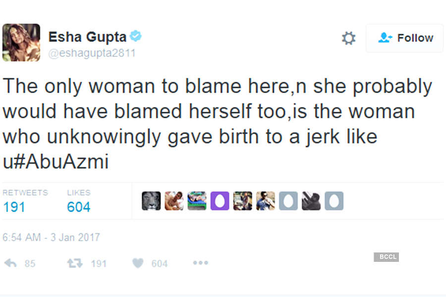 Azmi slut shames actress Esha Gupta!