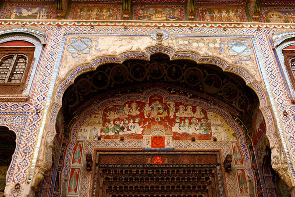 Advertisment painted on a shop in Nawalgarh Rajasthan India Stock