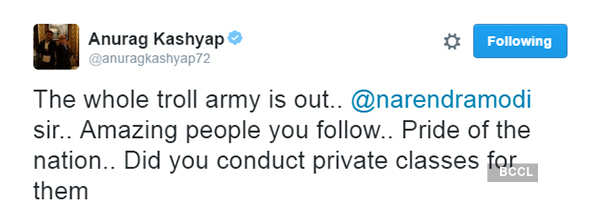 Anurag Kashyap hits at PM Narendra Modi on Twitter