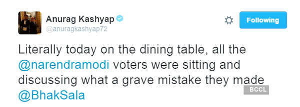Anurag Kashyap hits at PM Narendra Modi on Twitter