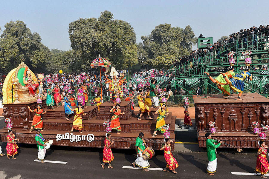The tableau of Tamil Nadu passes through the Rajpath during the full ...