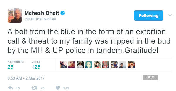 Mahesh Bhatt's tweet