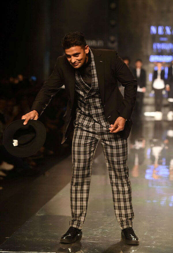 Sangram Singh walks the ramp for Dhruv Vaish