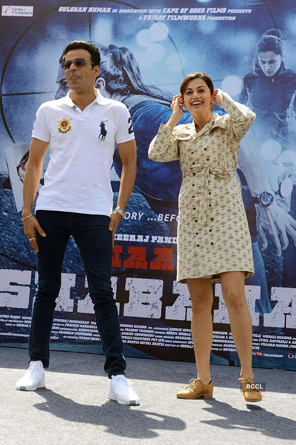 Manoj Bajpayee and Taapsee Pannu during the promotion