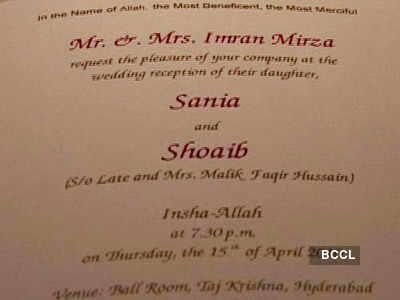 Sania-Shoaib's wedding card