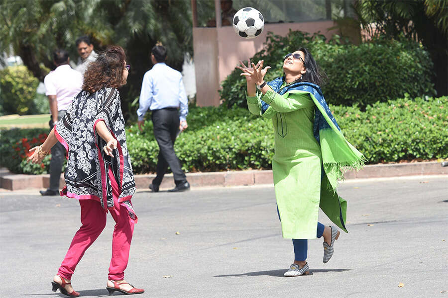 LS Speaker presents footballs to MPs