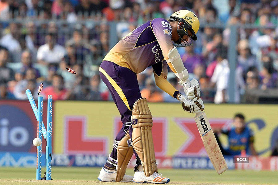 Sunil Narine plays a shot