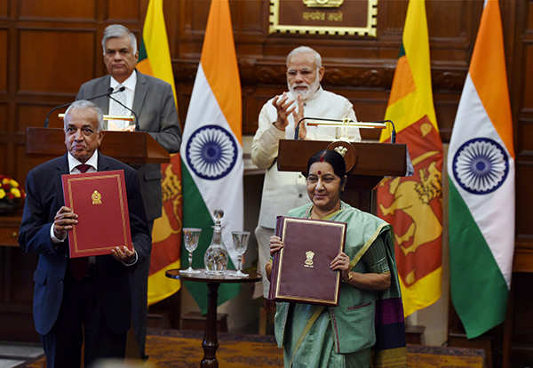 Sri Lankan PM Ranil Wickremesinghe meets Modi