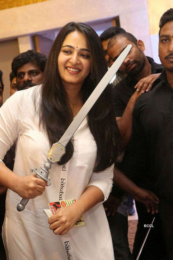Anushka Shetty poses for the camera during the at Baahubali 2 merchandise  launch - Photogallery