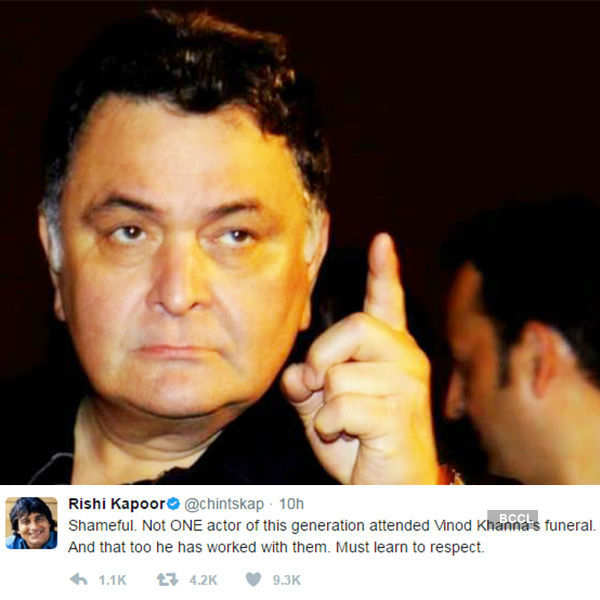 Rishi Kapoor slams 'actors of this gen' for partying with Priyanka, skipping Vinod Khanna’s funeral…
