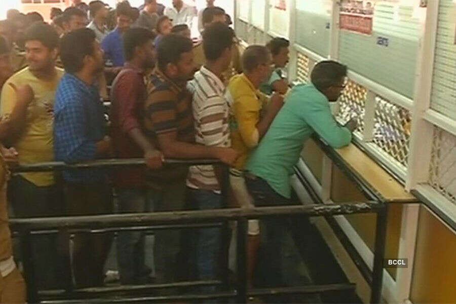 Long queue for Baahubali 2 tickets