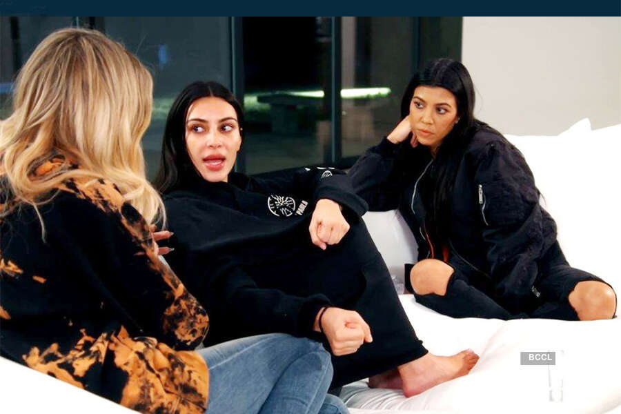 Kim Kardashian with her sisters