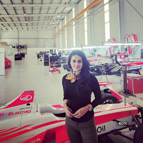 Gul Panag and Formula E racing car