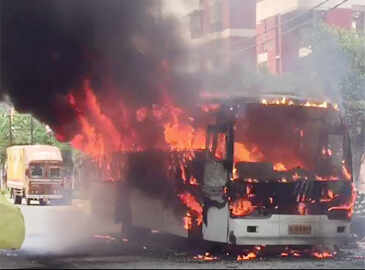 Narrow escape for 17 students as school bus catches fire in Ghaziabad