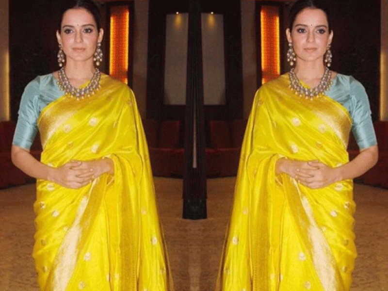 Pic: Kangana Ranaut looks bloomy in a yellow saree