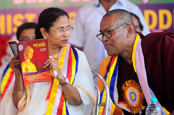 Mamata Banerjee with a monk