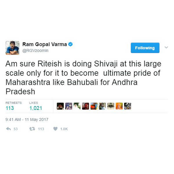 Riteish's doing 'Shivaji' to become pride of Maharashtra says RGV