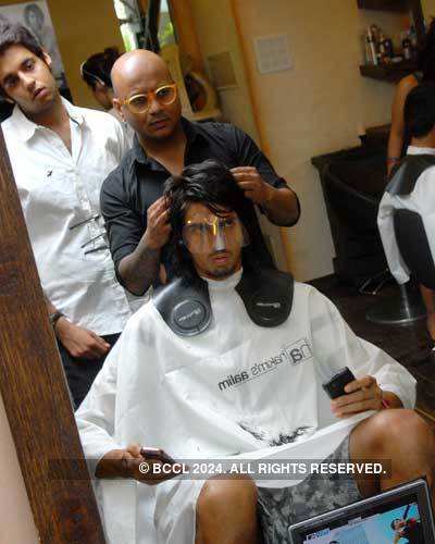 Cricketers' hair styling session