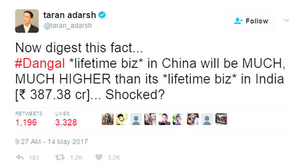 Taran Adarsh's tweet on Dangal