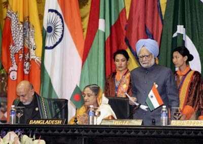 Prime Minister Manmohan Singh, Bangladesh Prime Minister Sheikh Hasina and Afghanistan President Hamid Karzai