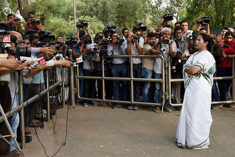 Mamata Banerjee answering the media