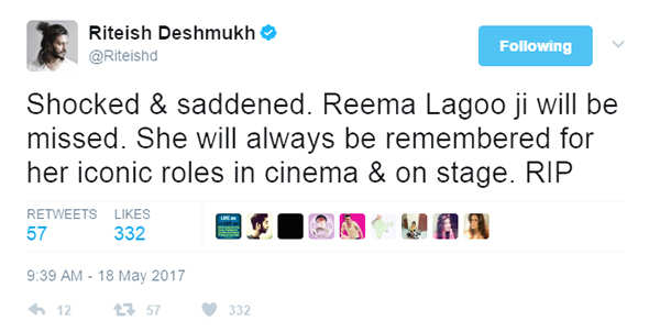 RIP Reema Lagoo, who will always be remembered for her contribution to Indian cinema...