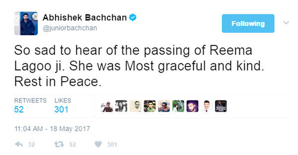 RIP Reema Lagoo, who will always be remembered for her contribution to Indian cinema...