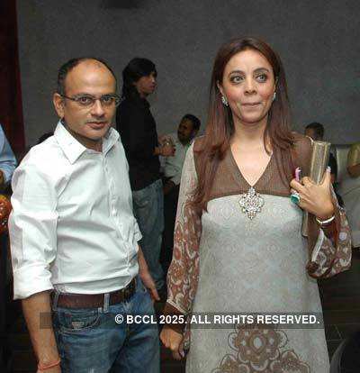 Megha's husband with Timsy during an art exhibition by herself at ...