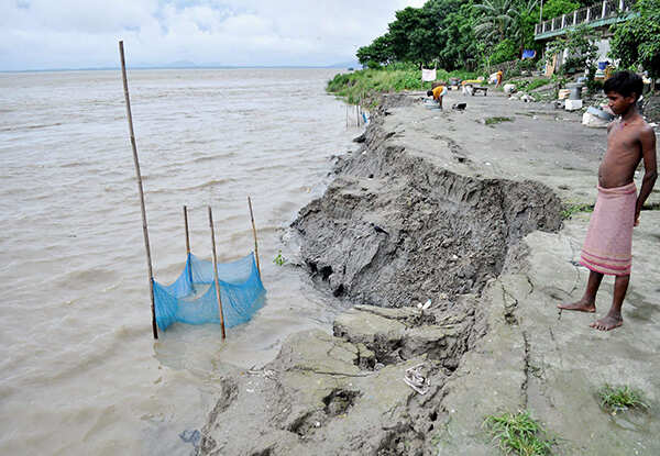 Soil erosion taken place along the bank of Brahmaputra river