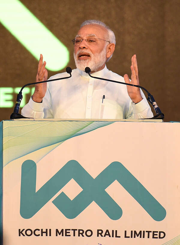 Narendra Modi speaks during inauguration of Kochi Metro rail