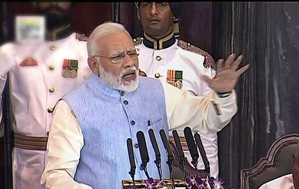 Prime Minister Narendra Modi addresses the special ceremony in the Central Hall