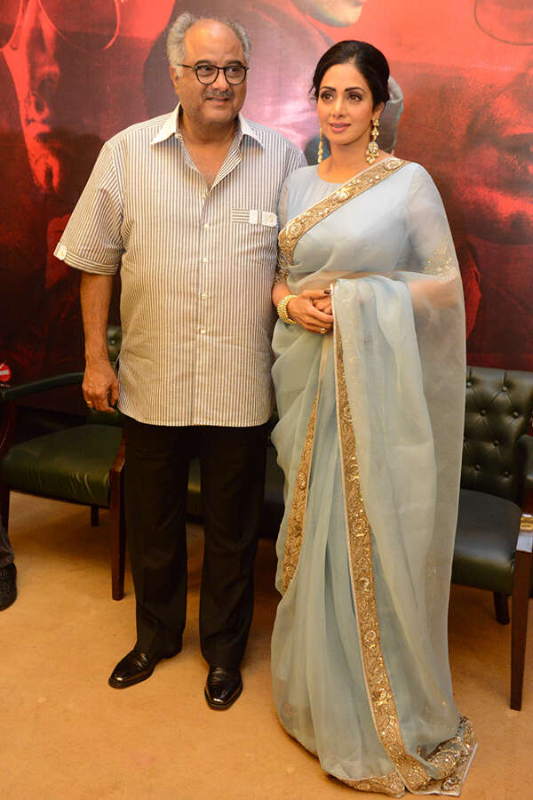 Boney Kapoor poses with his wife Sridevi