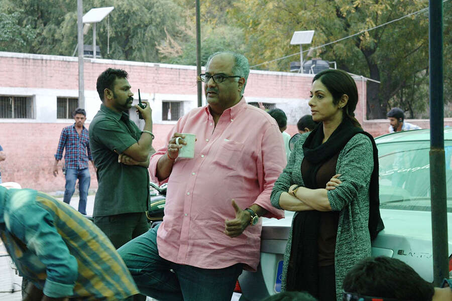 Boney Kapoor & Sridevi on the sets of film Mom