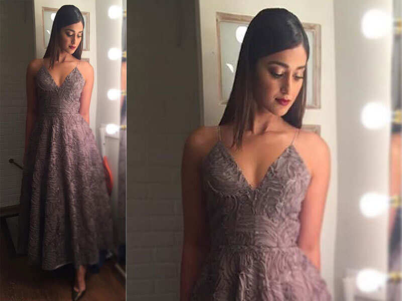 Ileana D Cruz steps out in a violet dress for Mubarakan promotions