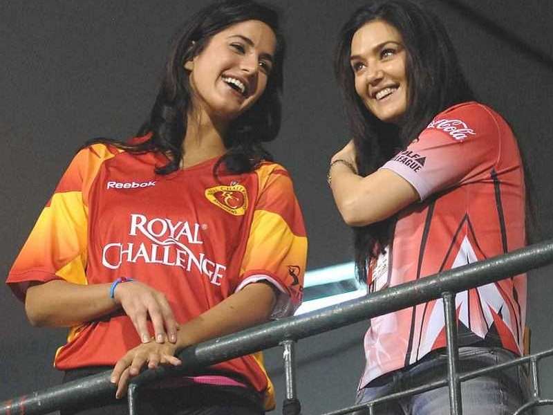 Katrina Kaif cheers for a cricket team with Preity Zinta